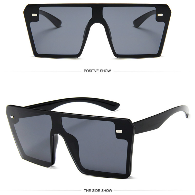 Oversized Square Sunglasses Men Or Women Luxury Brand Fashion Flat Top Clear Lens Shade Mirror UV400
