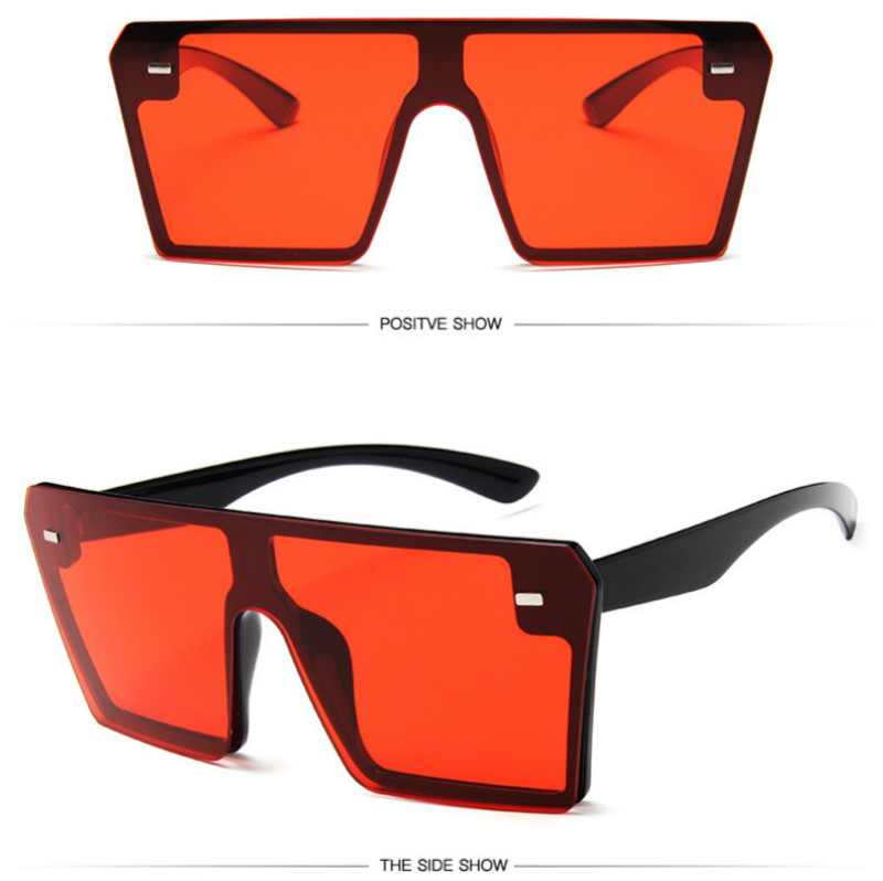 Oversized Square Sunglasses Men Or Women Luxury Brand Fashion Flat Top Clear Lens Shade Mirror UV400