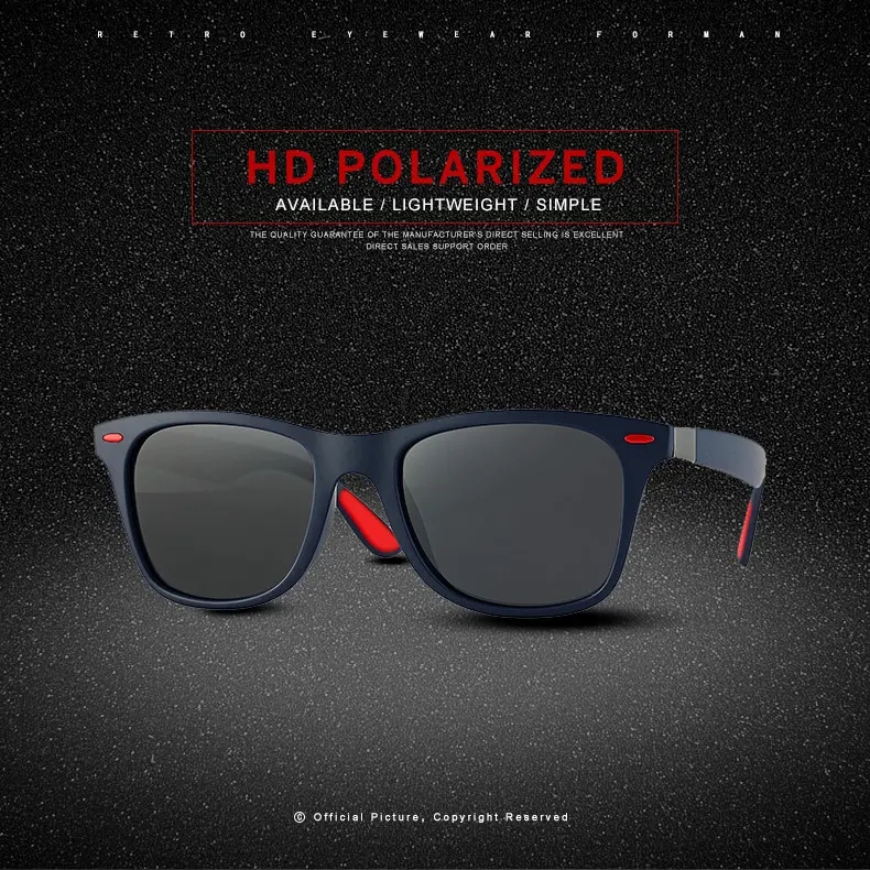 Classic polarized sunglasses goggles UV400 sunglasses  men and women driving square frame glasses