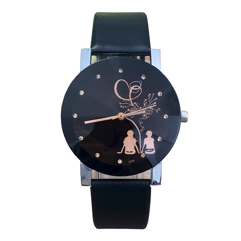 2PCS/SET Fashion Lovers Watches Men Women Casual Leather Strap Quartz Watch Couple Watch Clocks