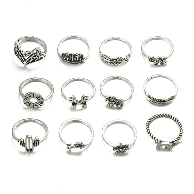 12 PCS/SET rings set rings for women rings jewelry for ladies in jewellery wedding silver rings
