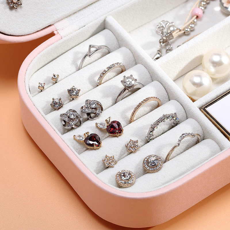 Double Jewelry Storage Box Korean Earrings Ring Velvet Jewelry Box (Excluding Jewelry)