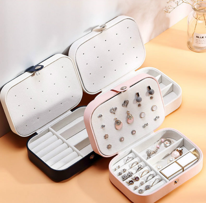 Double Jewelry Storage Box Korean Earrings Ring Velvet Jewelry Box (Excluding Jewelry)
