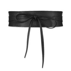 New decorative wide belt Women's simple and versatile wide waistband clothing accessories Belt bow tie matching skirt Black FREE SIZE