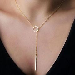 Fashion Simple Ladies Necklace Pendants Temperament Metal Circle Short Necklaces Choker Women's Collarbone Chain Jewelry Gift Gold
