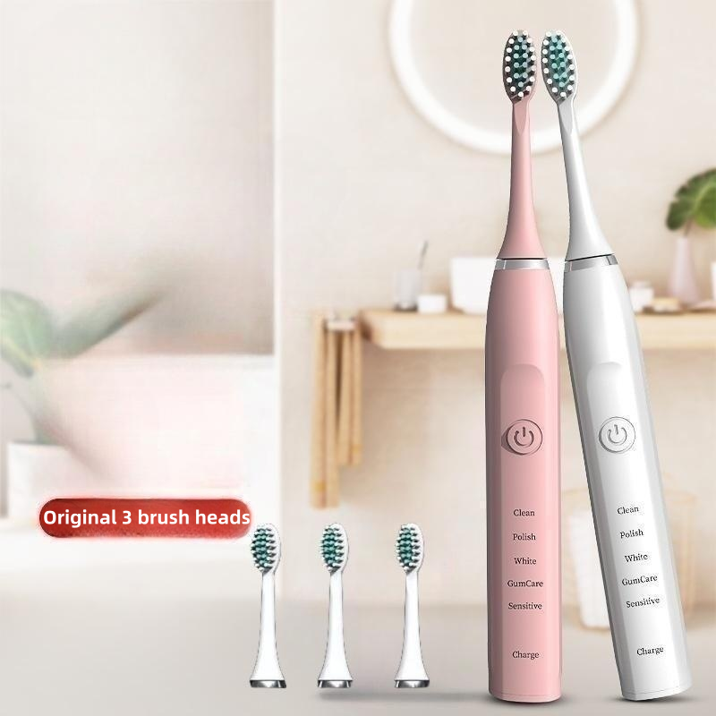 Smart electric toothbrush USB rechargeable ultrasonic automatic teeth cleaner set Powered Toothbrushes WhiteWhite