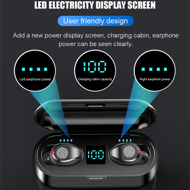 VEDO F9 Bluetooth Earphone Mini True Wireless Stereo Earbuds With LED Digital earPods Display