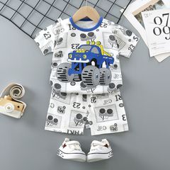 New Arrival Fashion Boy Clothes Baby Casual Bear Clothing Yellow Toddler Kids T Shirts + Shorts Set Infant Chuldren Clothing Cartoon Costume White 100CM(24-36M) cotton