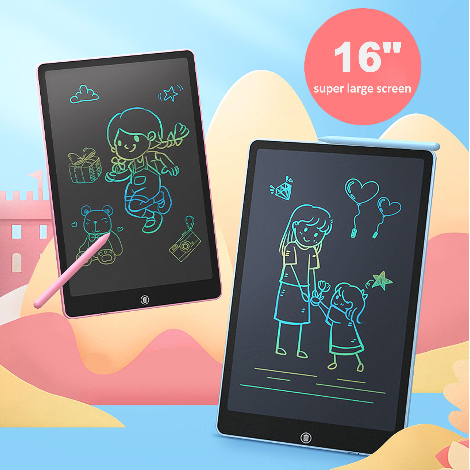 2PCS 8.5 Inch Drawing Art Pad for Kids, Erasable Magic Learning