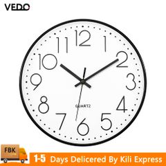 VEDO Wall Clocks 30CM Silent Non Ticking Quartz Battery Operated Round Clock Easy to Read for Office Classroom School Home Living Room Bedroom Kitchen White 30*30