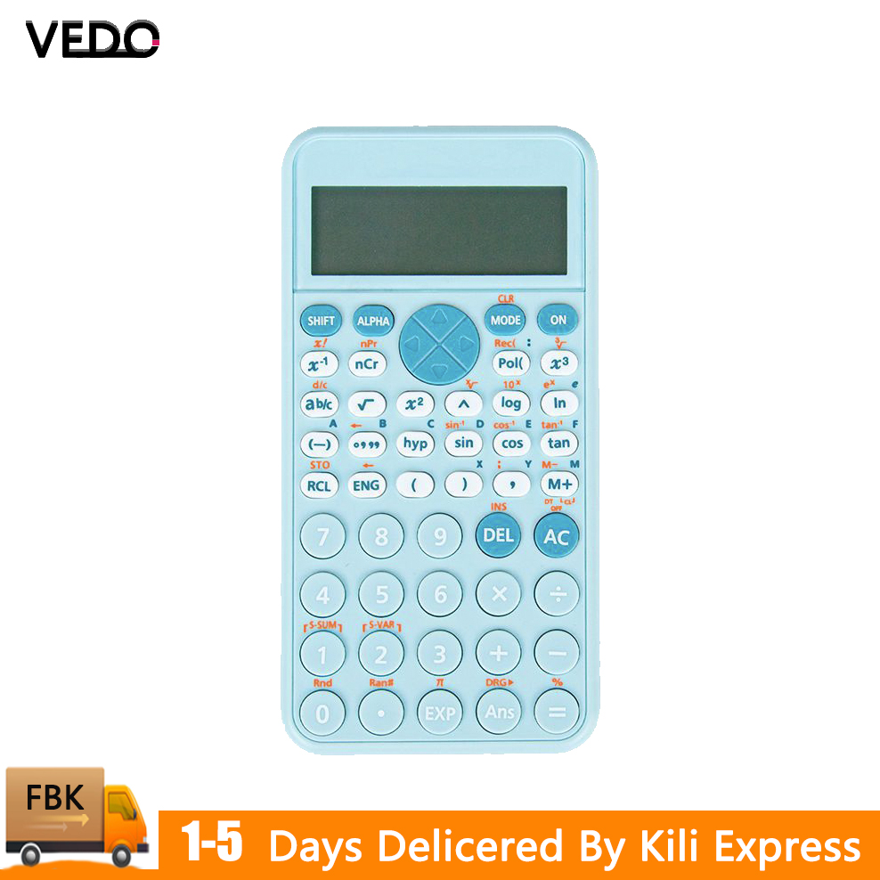 VEDO Large Screen Double Row Display Calculator Standard Scientific Calculator School Office Stationeries Multifunction Stationery Scientific Tool Blue as picture