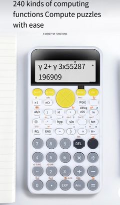 VEDO Large Screen Double Row Display Calculator Standard Scientific Calculator School Office Stationeries Multifunction Stationery Scientific Tool Blue as picture White