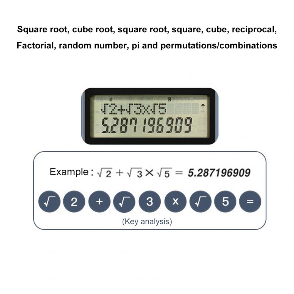 VEDO Large Screen Double Row Display Calculator Standard Scientific Calculator School Office Stationeries Multifunction Stationery Scientific Tool Blue as picture