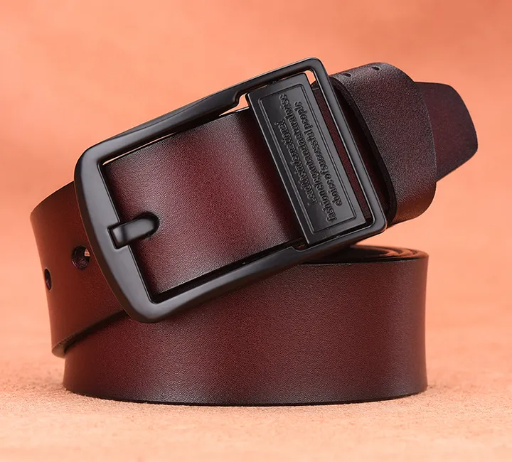 VEDO Leahther Belt Men Male Genuine Strap Belt For Men Cow Genuine Leather Luxury Strap Belt Male Black 125cm Men's belt leather needle buckle belt trend men