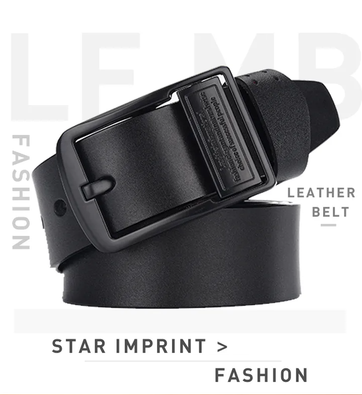 VEDO Leahther Belt Men Male Genuine Strap Belt For Men Cow Genuine Leather Luxury Strap Belt Male Black 125cm Men's belt leather needle buckle belt trend men