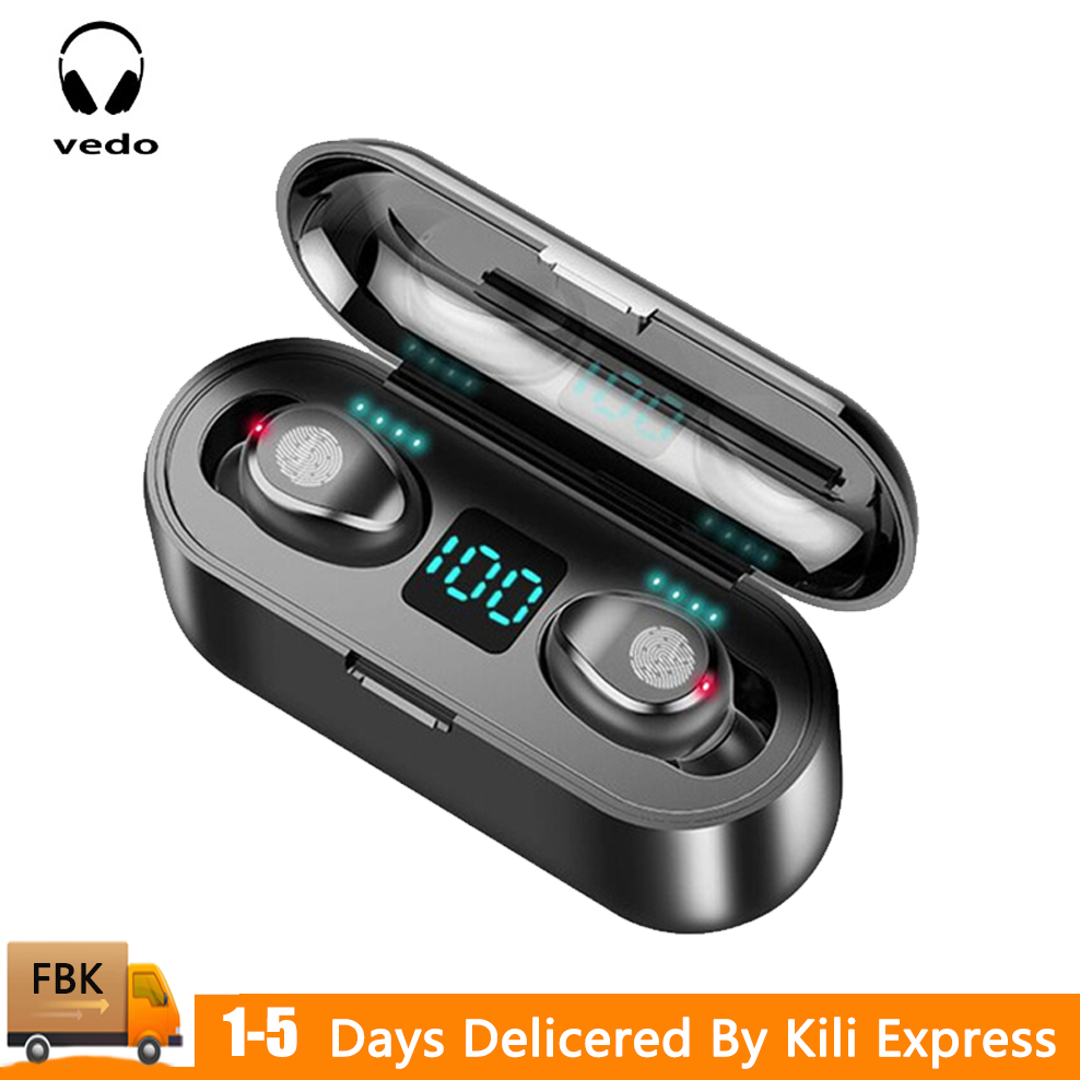 VEDO F9 Bluetooth Earphone Mini True Wireless Stereo Earbuds With LED Digital earPods Display