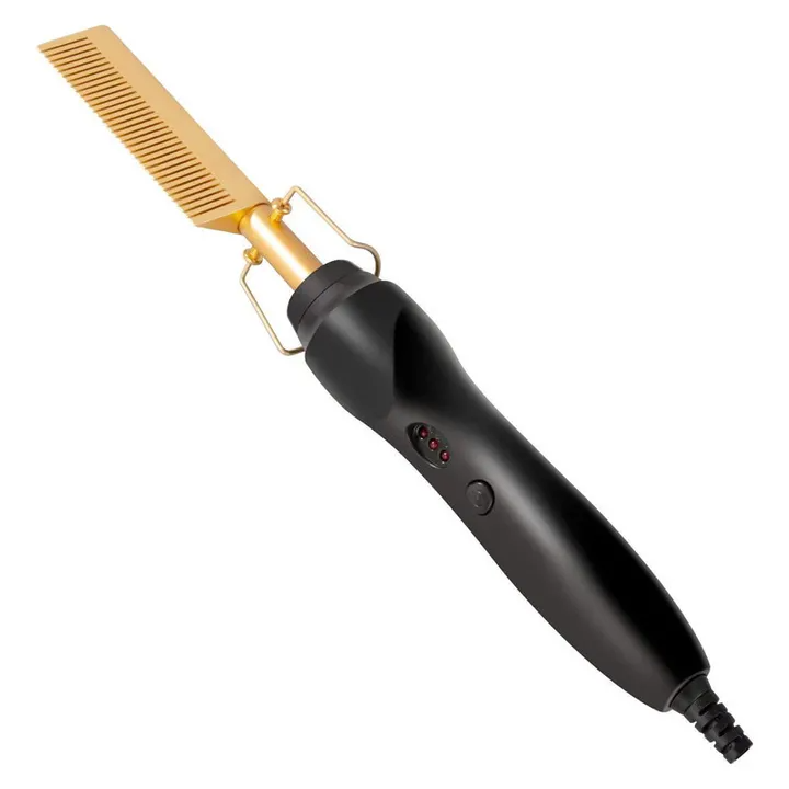 VEDO 2 in 1 Hot Comb Straightener Electric Hair Straightener Hair Curler Wet Dry Use Hair Flat Irons Hot Heating Comb For Hair Gold 30cm*4.6cm*4.5cm Gold 30cm*4.6cm*4.5cmGold,30cm*4.6cm*4.5cm