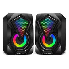 VEDO Speaker Home Desktop Mini Rgb Color Usb Speaker Wired Heavy Subwoofer Black Black 14.5*8.2*13CM