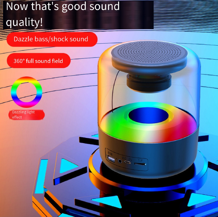 VEDO Portable RGB Bluetooth Speaker, Wireless LED Light Speaker with TF Card Slot, Hands-Free Call & AI Function