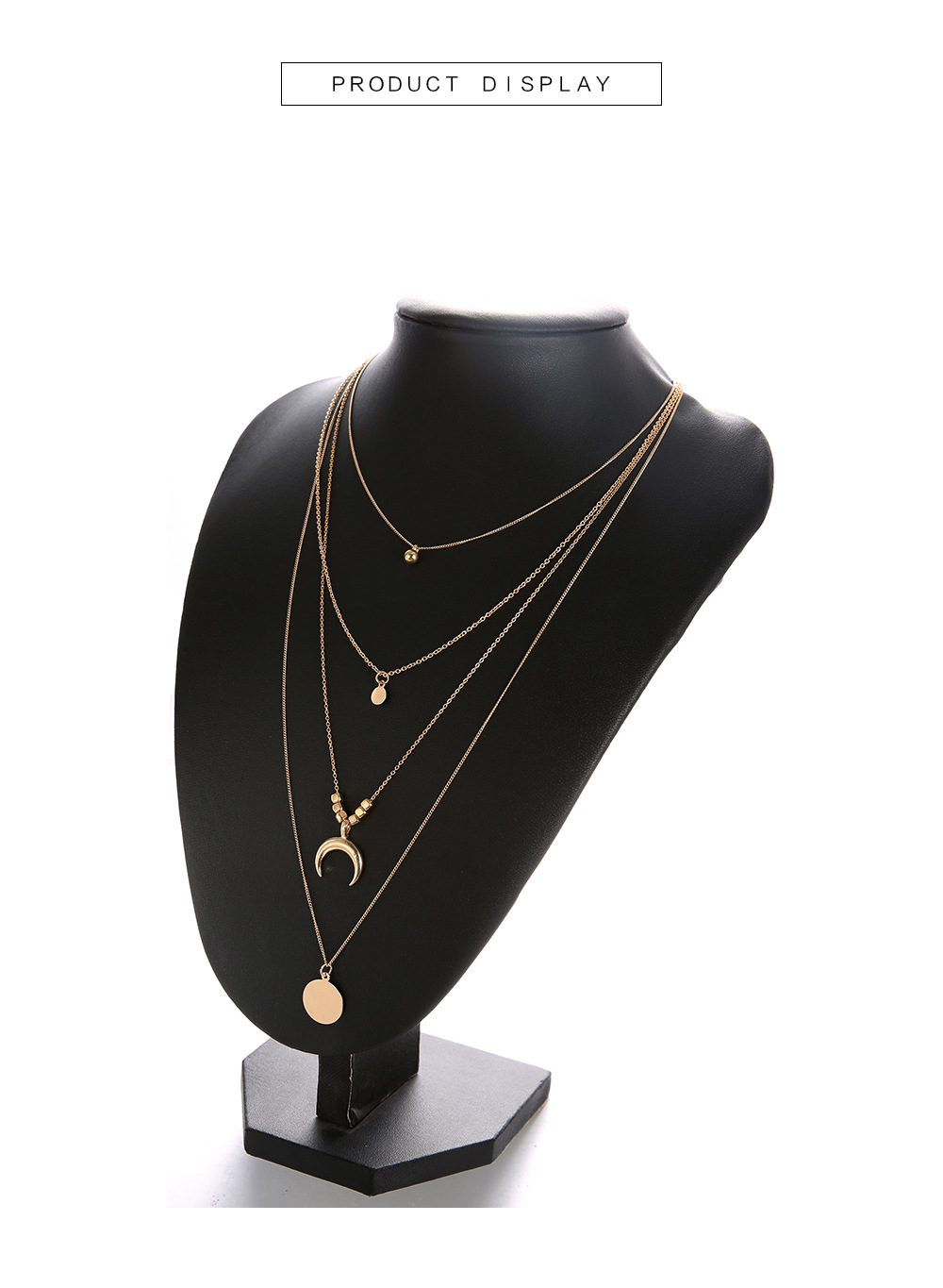 This year's popular niche design advanced sense of simple personality Fashionable multi-layer moon disc pendant women&apos;s necklace European and American accessories