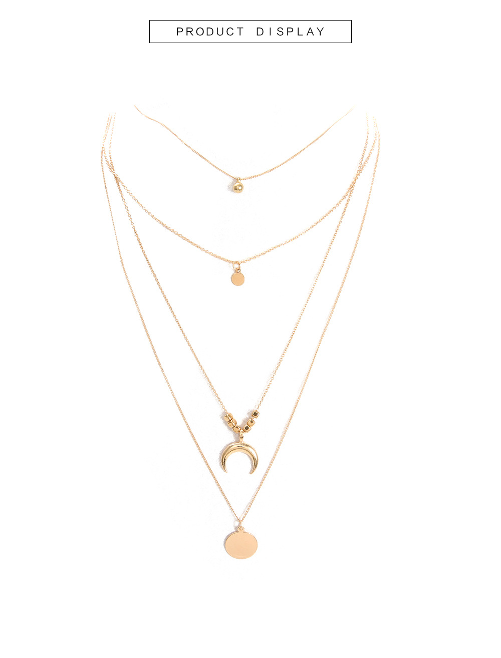 This year's popular niche design advanced sense of simple personality Fashionable multi-layer moon disc pendant women&apos;s necklace European and American accessories