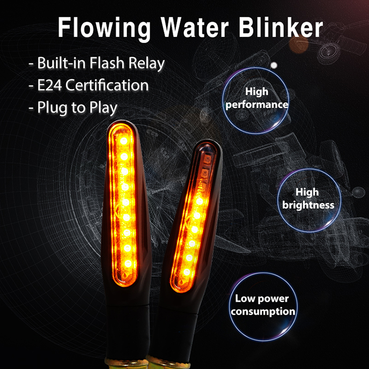 Motorcycle &amp; Powersports LED Light E24 Flowing Water Blinker Flashing Indicator Bendable Tail