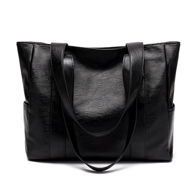 Tote Bags This year's popular niche design advanced sense of simple personalityPU Leather Handbag Satchel Tote one shoulder simple big bag black one sizeblack,one size