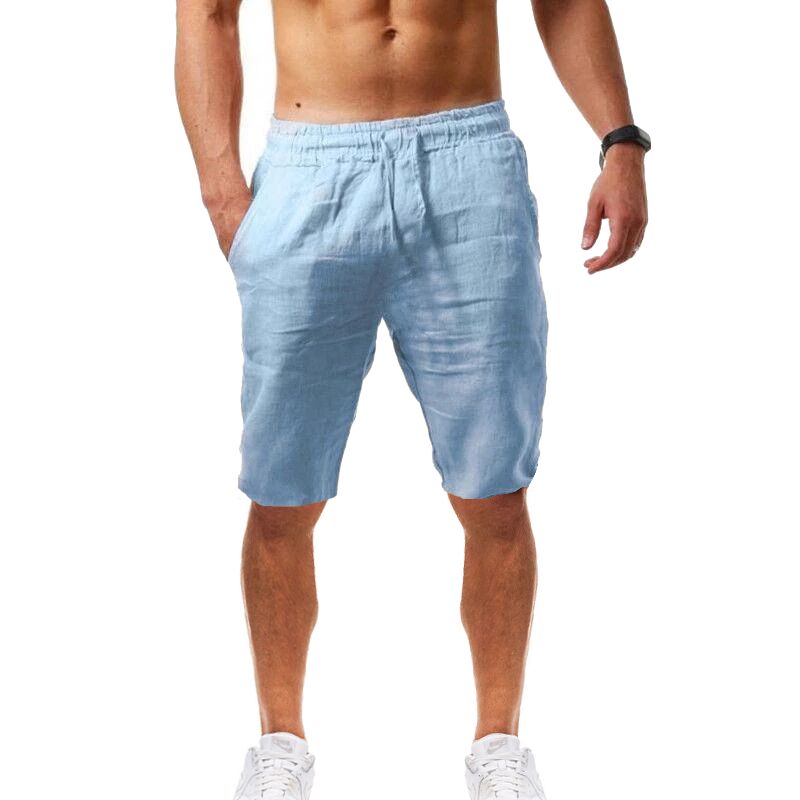 Men Cotton and Linen Trousers Linho Verao Calcas Dos Homens Com Cordao Loose Shorts