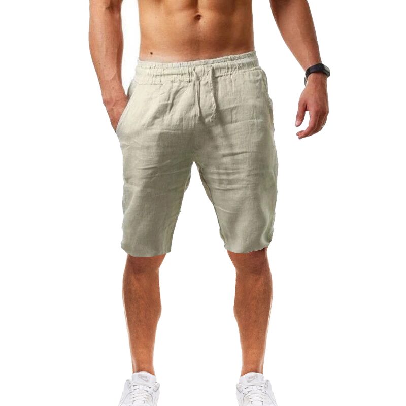 Men Cotton and Linen Trousers Linho Verao Calcas Dos Homens Com Cordao Loose Shorts