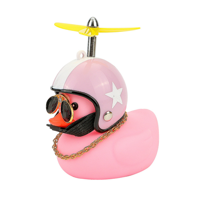Car Duck with Helmet Broken Wind Small Yellow Duck Road Bike Motor  Interior Accessories