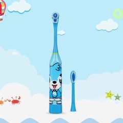 Children Electric Toothbrush Cartoon Pattern Double-sided Tooth Brush Electric Oral Hygiene blue