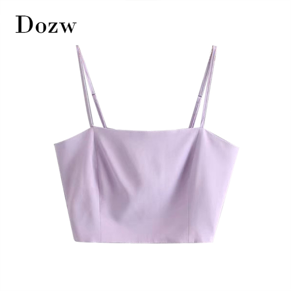 2020 Summer Chic Solid Camis Top Women Spaghetti Strap Sexy Sleeveless Party Crop Tops