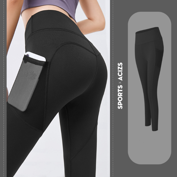 Seamless Yoga Leggings Women Fitness High Waist Energy Yoga Pants with Phone Trousers & Leggings