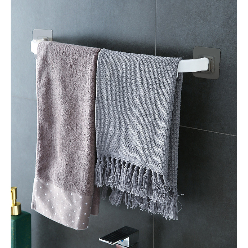 Bathroom Towel Rack Hook Up Punch-Free Kitchen Single Pole Rag Hanger Bathroom Home Decor