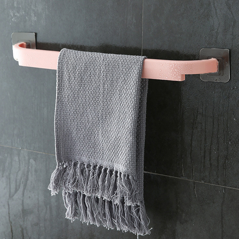 Bathroom Towel Rack Hook Up Punch-Free Kitchen Single Pole Rag Hanger Bathroom Home Decor