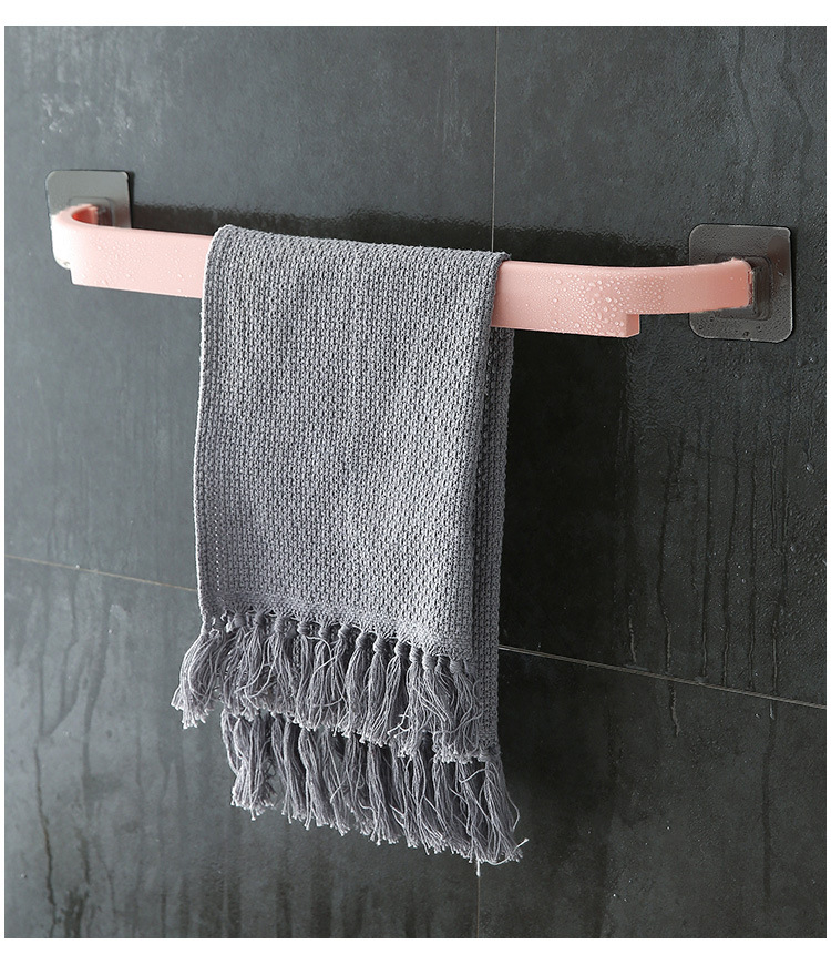 Bathroom Towel Rack Hook Up Punch-Free Kitchen Single Pole Rag Hanger Bathroom Home Decor