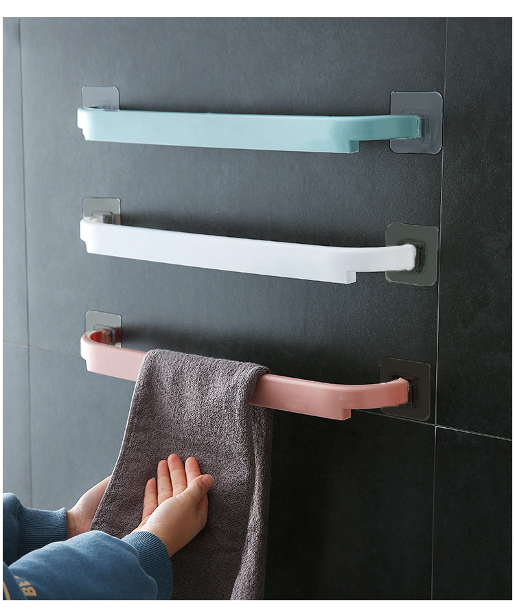 Bathroom Towel Rack Hook Up Punch-Free Kitchen Single Pole Rag Hanger Bathroom Home Decor