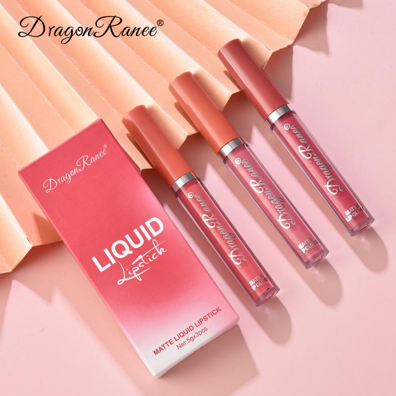 3pcs Velvet Matte Lip Gloss Set Lip Tint Combo Waterproof Long-wear Liquid Lipstick Lip Colour Lips Makeup