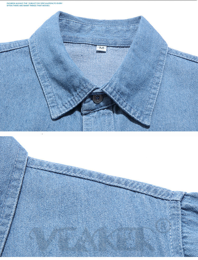 New Autumn Mens Denim Shirt Cotton Jeans Shirt Fashion Slim Long Sleeve Cowboy Shirt Stylish Wash Shirts