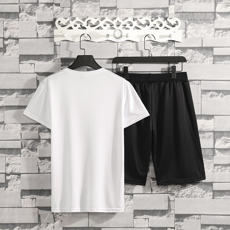 New Men's Tracksuit Crewneck Printed Casual T-shirt and Short Suit Suits & Blazers