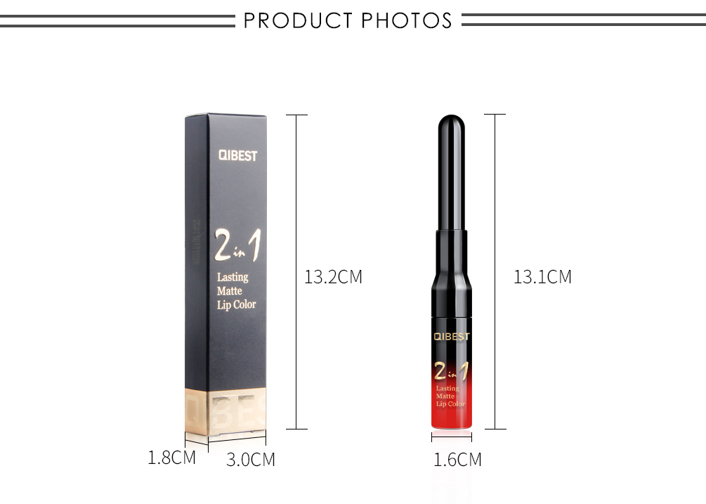 QIBEST Waterproof Lip Gloss Matte Lip Liner 2 in 1 Double Head Long-lasting Lipliner Nude Liquid Lipstick Pen Makeup