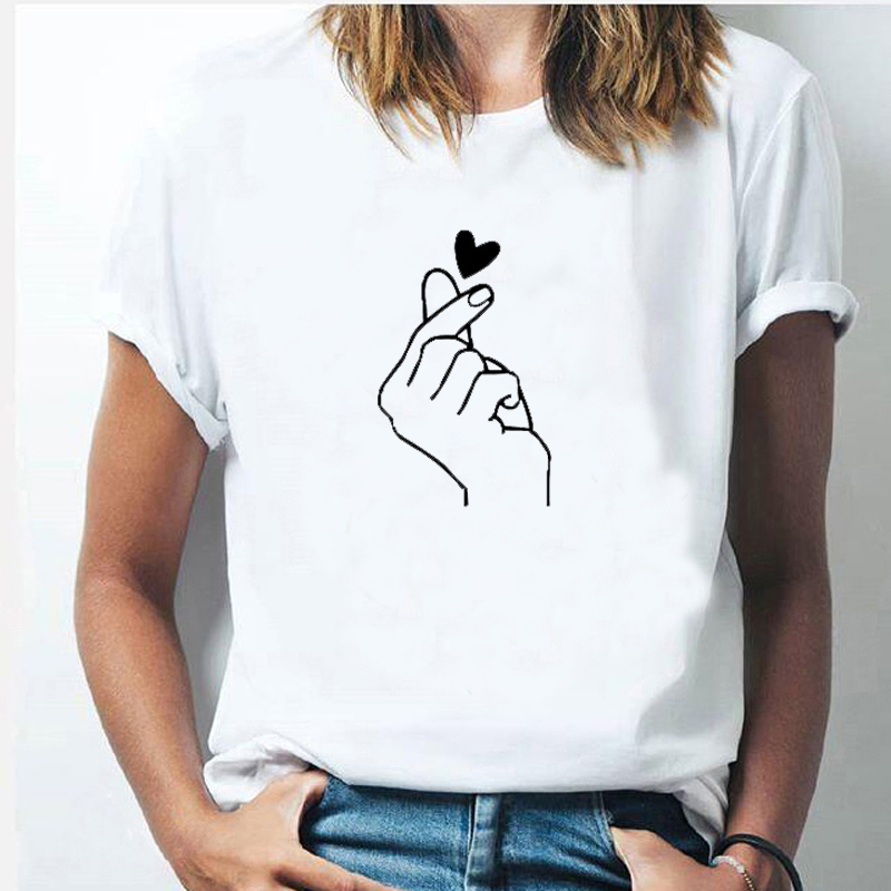 Than Heart Women's T-shirt Harajuku Love T Shirt Women Fashion Ladies Black Graphic T Shirts Women 2022 New Summer Tops