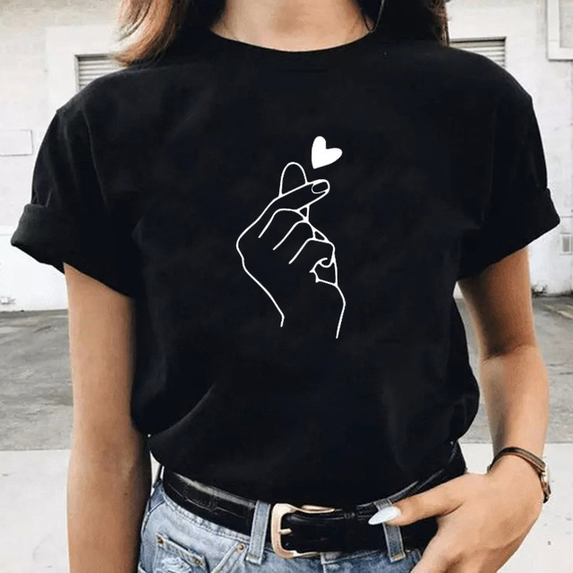 Than Heart Women's T-shirt Harajuku Love T Shirt Women Fashion Ladies Black Graphic T Shirts Women 2022 New Summer Tops