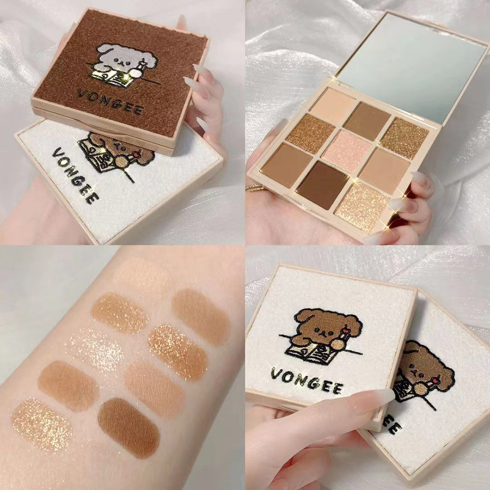 9 Colors VonGee Dog Eyeshadow Palette Animal Matte Shimmering Earth Color Eyeshadow Long-lasting Pallete Cosmetics Nude Makeup