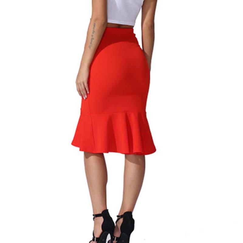 Summer Fashion Women High Waist Mermaid Skirt Lady Office Wear Skirt Solid Color Large Skirts