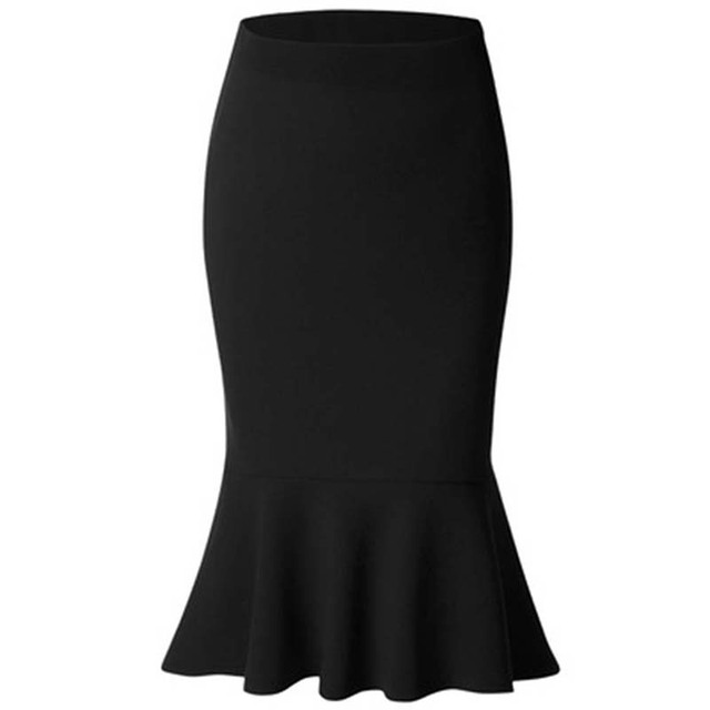 Summer Fashion Women High Waist Mermaid Skirt Lady Office Wear Skirt Solid Color Large Skirts