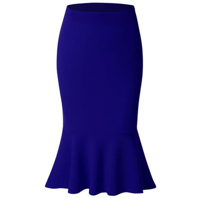 Summer Fashion Women High Waist Mermaid Skirt Lady Office Wear Skirt Solid Color Large Skirts