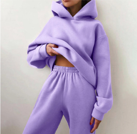 Autumn Winter Women Sweat Suits Crop Top Oversize Hoodies Set  Suits & Separates