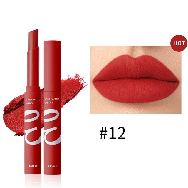 Waterproof Matte Velvet Lipstick  12 Colors Long Lasting Red  Pink Lipsticks Non Stick Nude Series  Makeup
