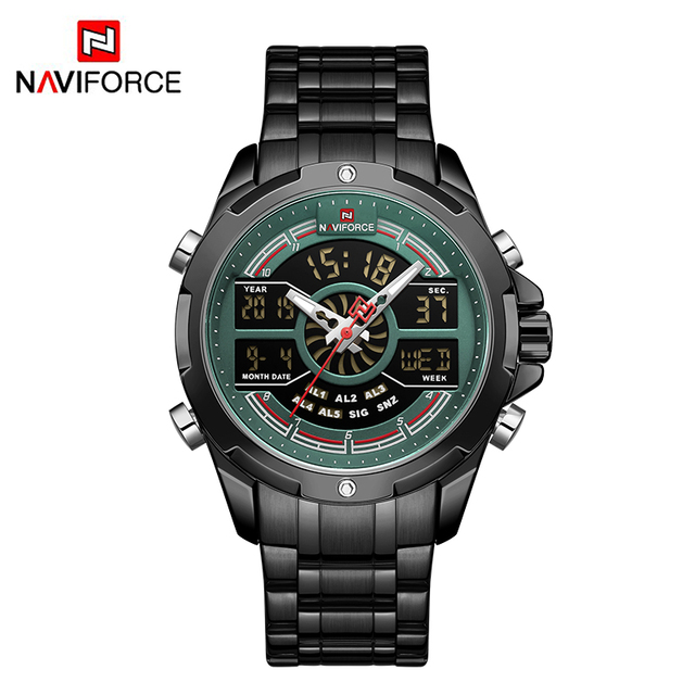 NAVIFORCE Luxury Men's Gold Watches Digital Chronograph Military Sport Quartz WristWatch Stainless Watches
